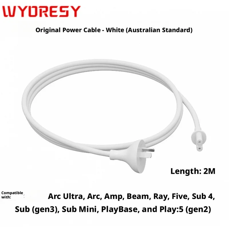 WYORESY for SONOS (One / Play1 / OneSL / Beam / Roam) Shock Absorption Anti-Fall Original Power Cable Cord Plug Accessories Part