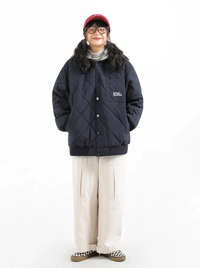 

Зимняя утепленная хлопковая куртка Fissxs с ромбовидным узором, свободная повседневная модель с отстегивающимся капюшоном, для мужчин и пар