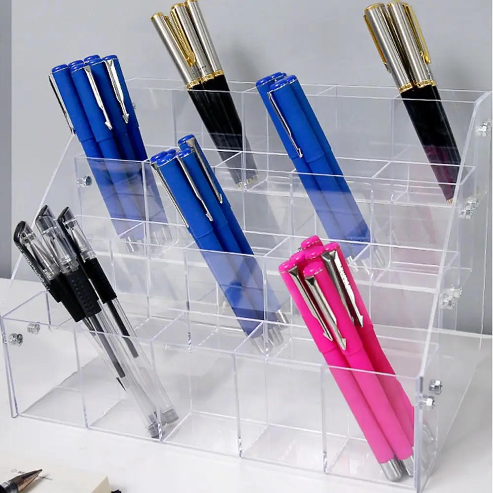 2/3/4/5 Layer Mark Pen Holder Transparent Acrylic Stationery Display Shelf Durable Space-Saving Pencil Organizer Stationery Shop