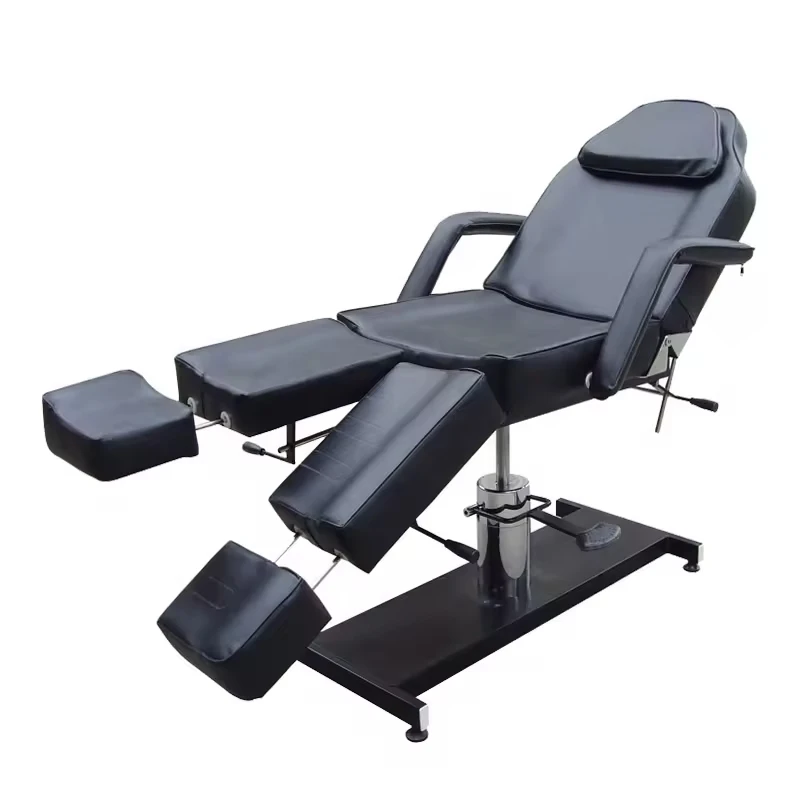 Tattoo Furniture Easy Regulation Massage Bed Black Hydraulic Tattoo Bed Revolving Embroidery Puncture Equipment Facial Bed