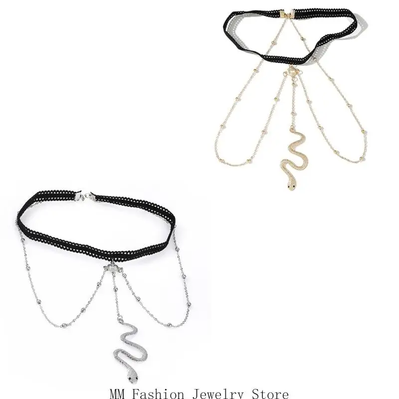 D0UB سلسلة الفخذ الدانتيل الطبقات الأنيقة مع شرابات سلسلة الساق أنماط بسيطة الموضة #3