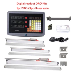SINODRO NEW SDS3MS 3 Axis Digital Readout DRO Kit and 3pieces KA300 High Precision Ruler Linear Scale Optical Encoder