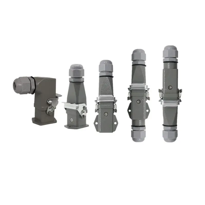 Heavy Duty Connector 4+1 / 5-Core Side & Top Outlet HA-003-2 Rectangular Plug Aviation Socket, 6 / 8-Core Butt-Joint