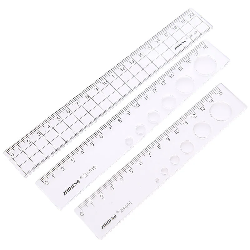 1pc Ruler 15cm 18cm 20cm Circle  Style Simple Transparent Acrylic  Ruler Square  Cute Stationery Drawing Office School Supplies