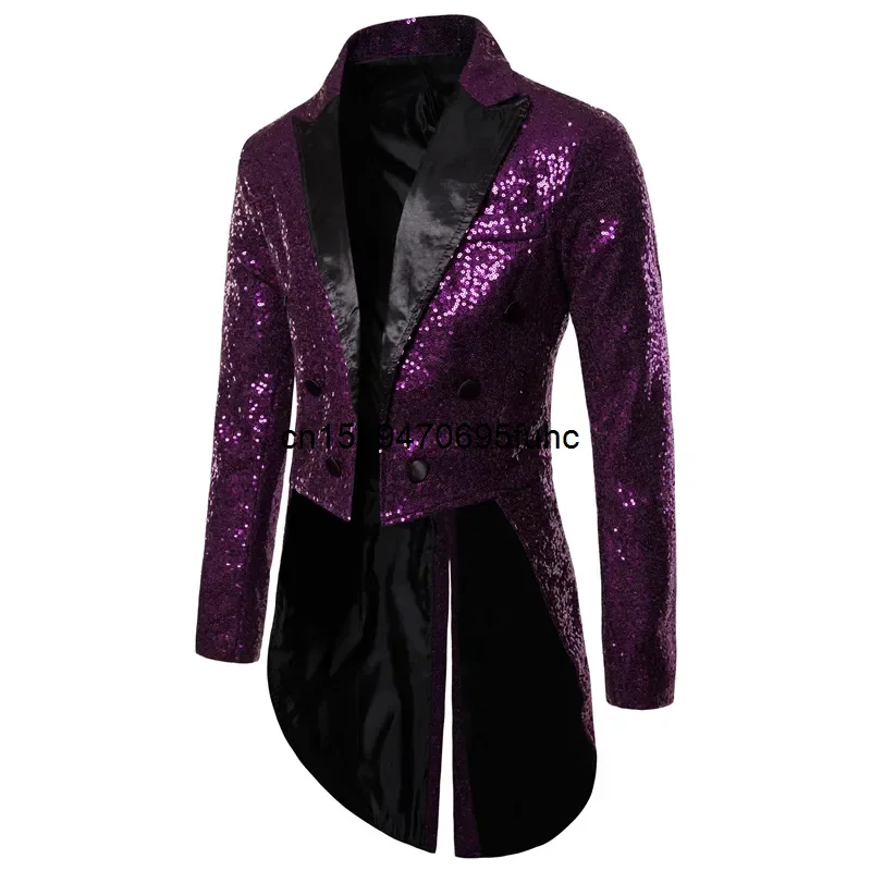 Shini-Chaqueta de lentejuelas adornadas con purpurina para hombre, traje de graduación para club nocturno, traje de cantantes, ropa de escenario, esmoquin, nuevo