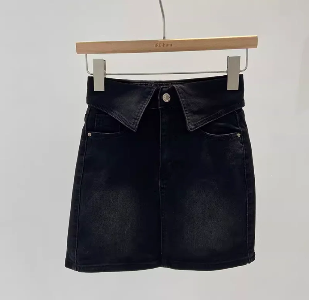 ใหม่แฟชั่น Casual High เอว DENIM กระเป๋าสีทึบ SLIM FIT เหนือเข่า MINI A-Line กระโปรงผู้หญิง,3 สี