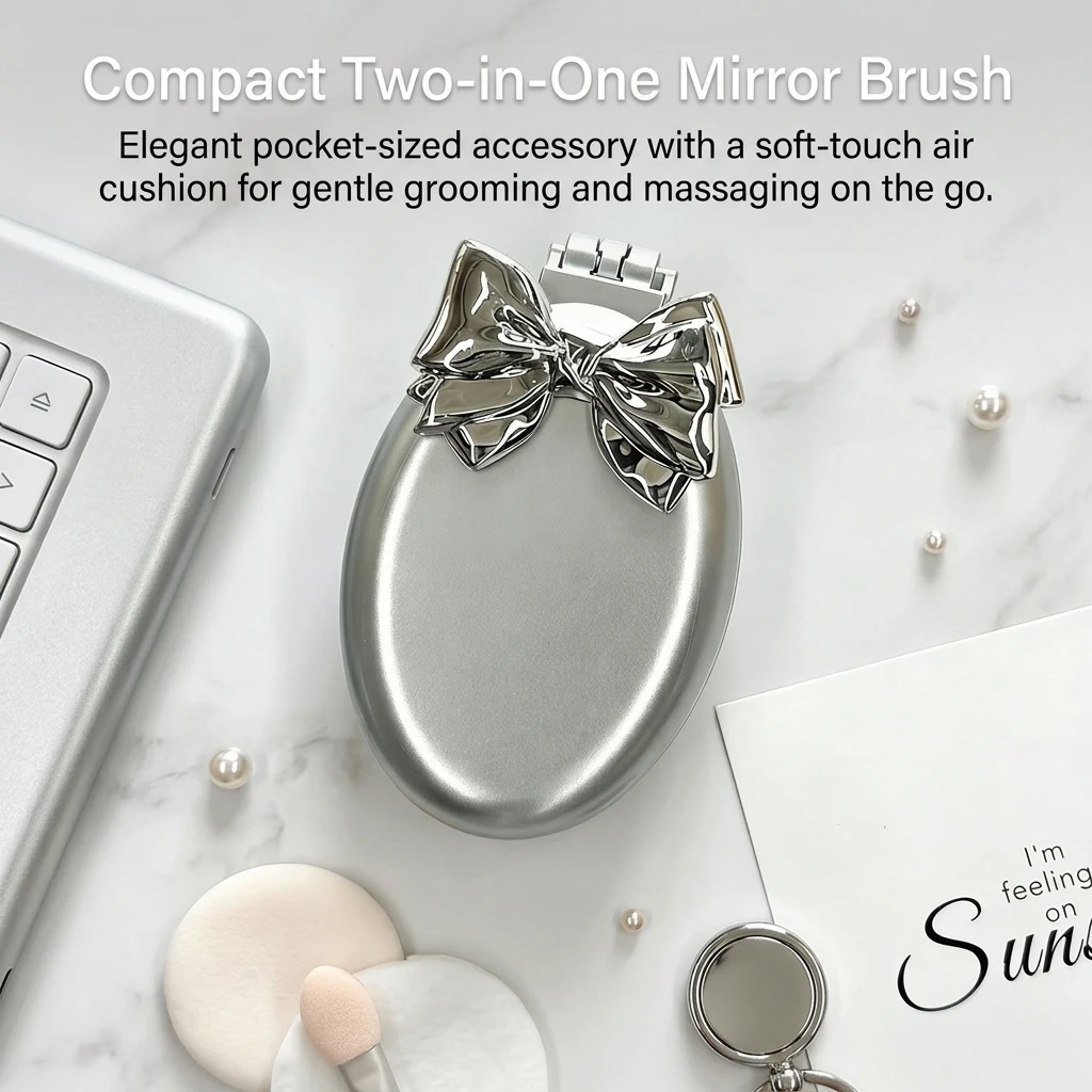 Compact Portable Cushion Hair Comb With Built In Mirror Anti Static Massage For Travel Office Home Use Hairdressing Accessory