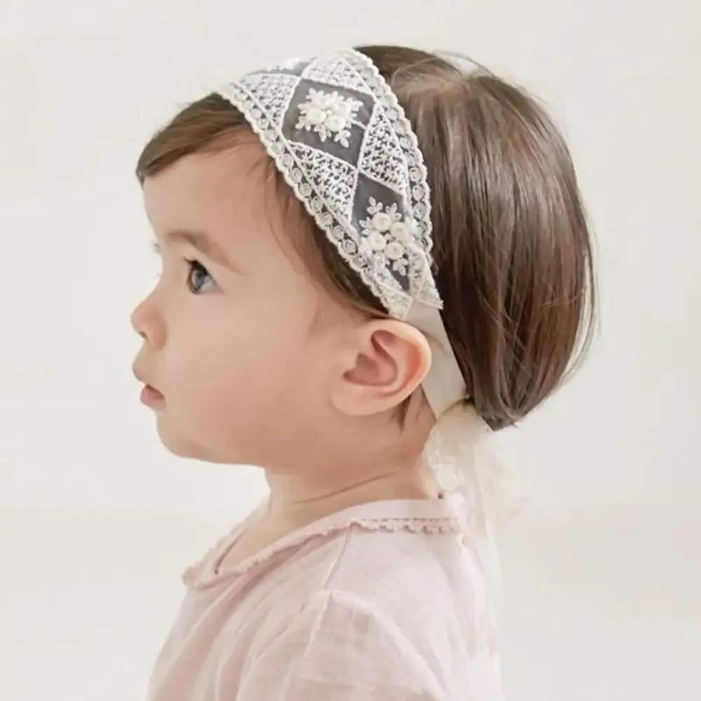 White Lace Headband Baby Headwear Soft Newborn Hair Band Flower Sweet Hairband Outdoor Party