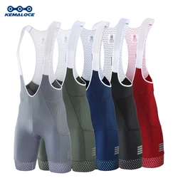 KEMALOCE, pantalones cortos con pechera para ciclismo con bolsillos laterales, pantalones cortos para bicicleta azul, gris y rojo, almohadilla de Gel, pantalones con pechera para bicicleta comprimida de alta calidad