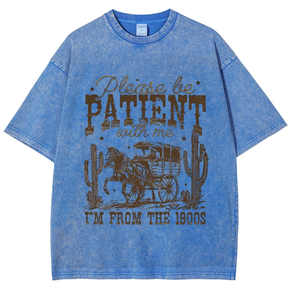 

Retro Western Graphic Vintage Women y2k Shirts Please Be Patient With Me i'm From The 1900s Throwback Shirts Funny Quote Top Tee