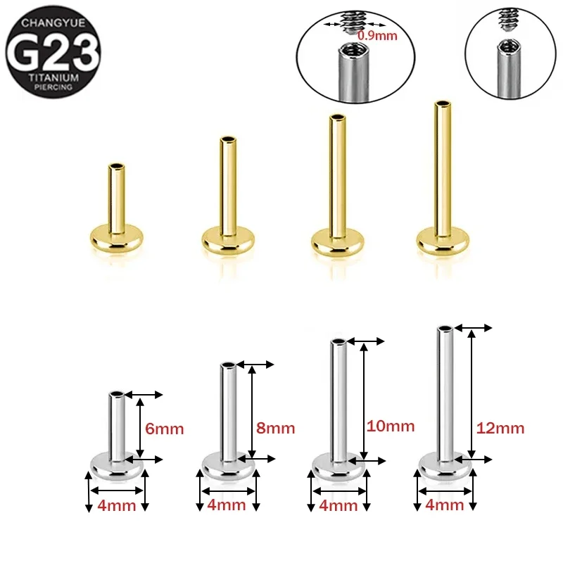 

10PC G23 Titanium Piercing Internal Thread Earrings Rod Labret Stud Ear Lip Nose Septum Ring Tragus Body Jewelry Accessories 16G