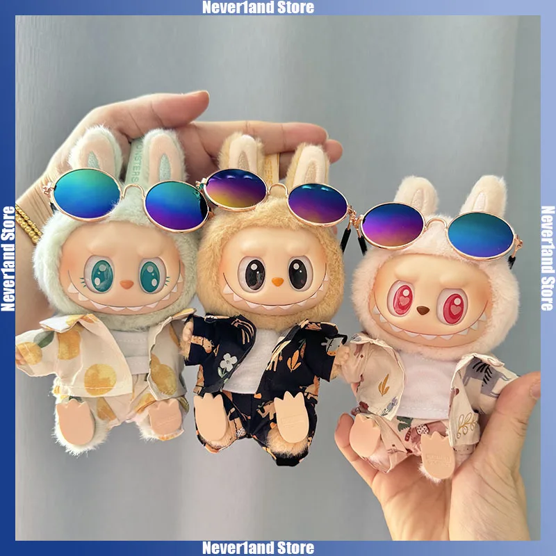 Labubu Doll Clothes Beach Resort Style Overalls Labubu Idol V1 V2 Dolls Clothing Accessories 15/17cm Plush Doll Universal