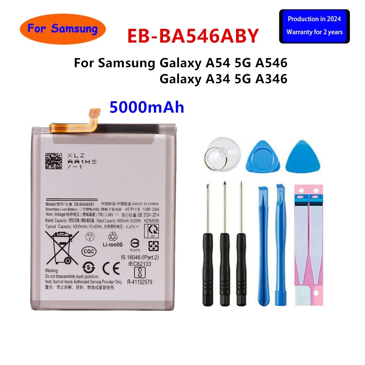 Brand New Battery For Samsung Galaxy A54 5G A24 4G A9 2018  A7 2018 Version A71 A41 A415  A70 A705 A50 A60 S10 Lite A71  A13 5G