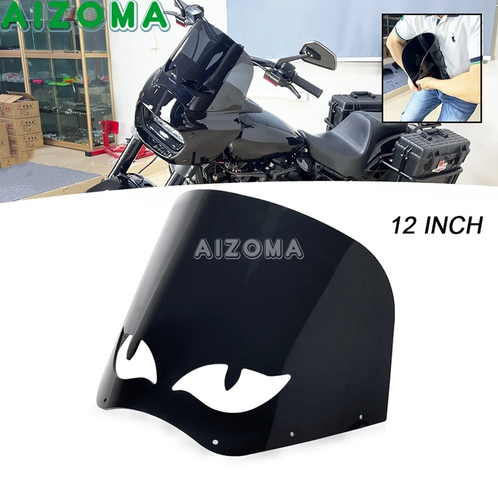 

Переднее лобовое стекло 12 дюймов лобовое стекло для Harley Dyna Softail Low Rider Street Bob Wide Glide Sportster XL 883 1200 86-21