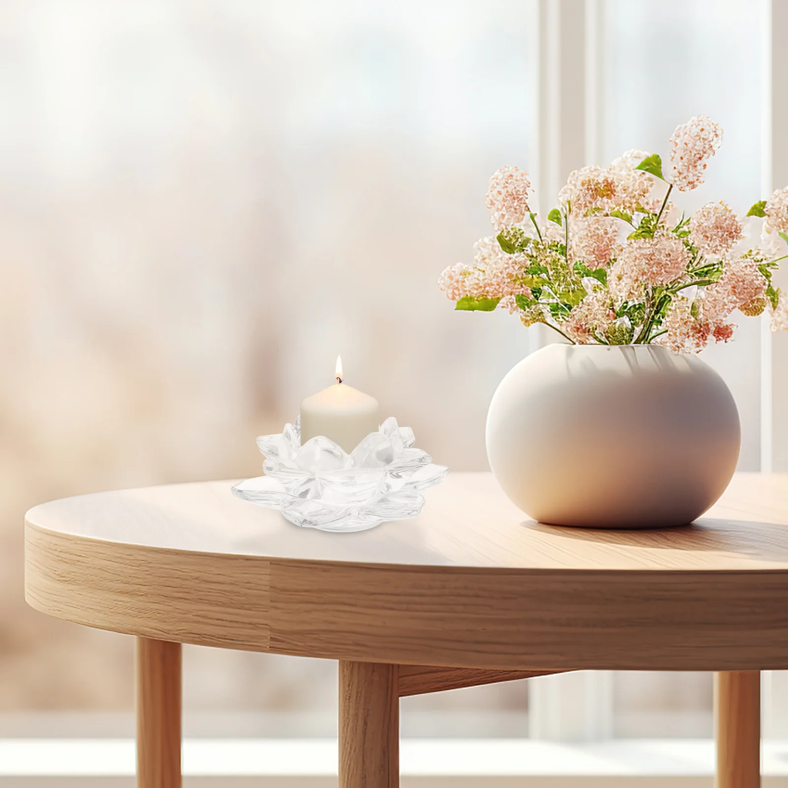 

Clear Lotus Base Glass Home Candlestick Wedding Banquet Buddha Hall Decorative Accessory Holder Lotus Candlestick