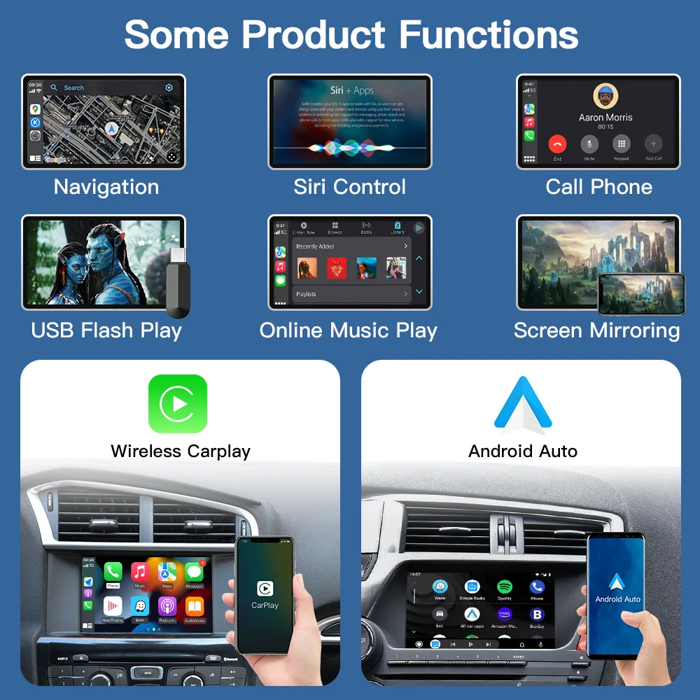 CARABC bezprzewodowy Carplay Android Auto pasuje do Peugeot & Citroren SMEG & MRN NAC 208 308 508 3008 i C4 DS3 DS4 DS5 kamera cofania