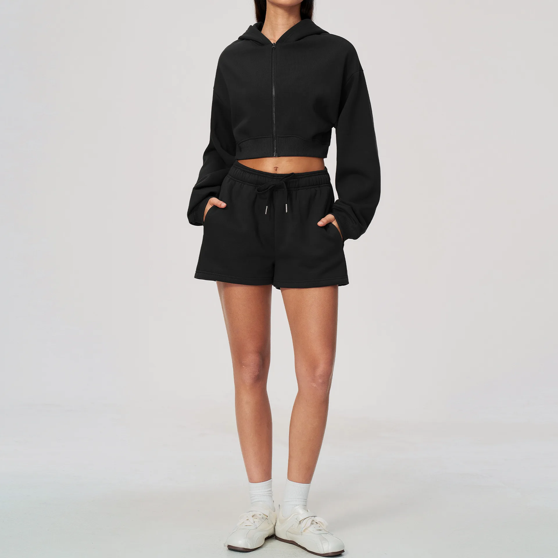 Women's Summer Suit with Shorts Cotton Oversize Pink Crop Top and Shorts Set Two-piece Casual Tracksuit with Shorts for Women