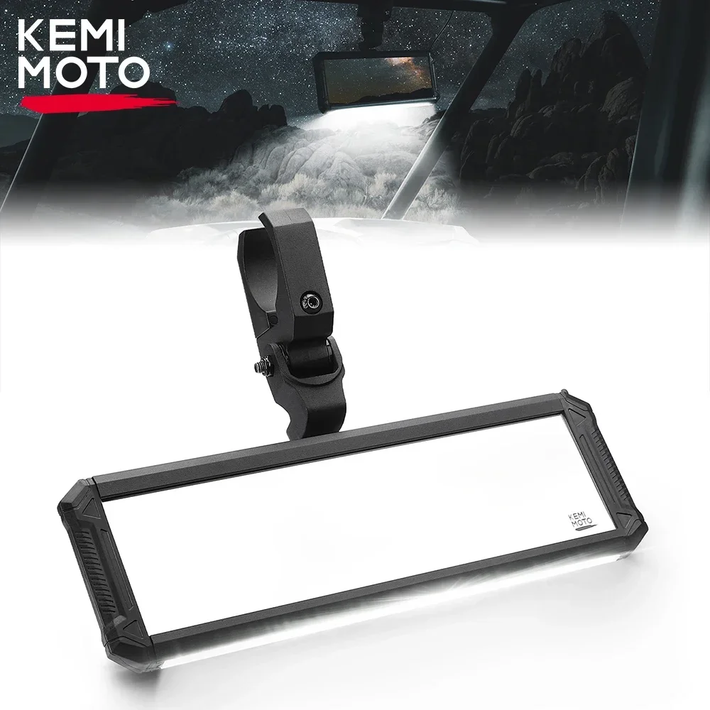

KEMiMOTO 1.6" -2" UTV Rear View Mirror Aluminum Windshield Interior Light Compatible with Polaris RZR For Can Am Maverick X3