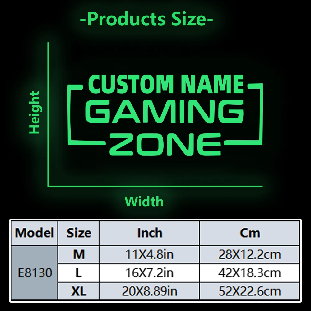 1pc Creative Custom Name Luminous Gaming Zone Wall Decal, Wall Stickers, Living Room Removable Mural for Living Room Bedroom Dec image 4