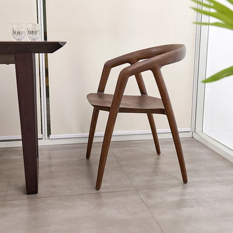 For Simple Nordic Chinese Style Design Solid Wood Dining Chair With Carved Seat Backrest Chairs for Cafes
