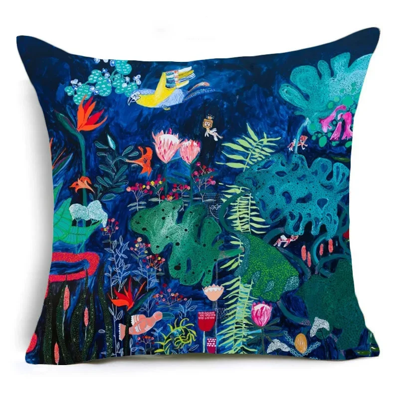 Nordic Oil Painting Decorative Pillow Cover 40*40 Home Decoration Living Room Sofa Cushion 60*60 Office Car