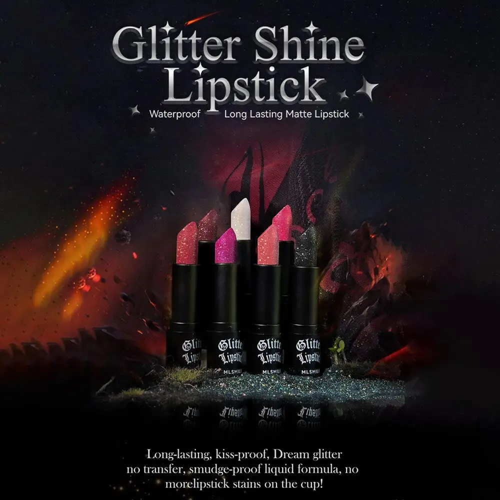 Glitter Lippenstift Waterdichte Langdurige Make-Up Lippenstift Met Sprankelende Glitter Gladde Formule Sterk Gepigmenteerde Kleur