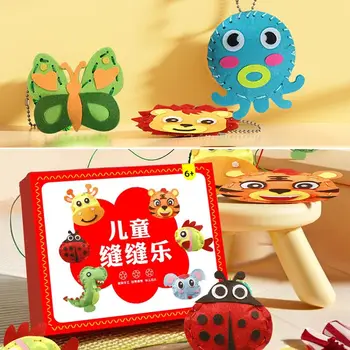 初心者のためのDIY不織布縫製セット、ファブリッククラフトキット、漫画の動物のおもちゃ、子供のための手作りのアートおもちゃ、新しい