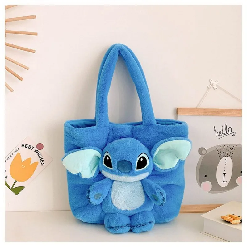 Disney New Lilo & Stitch Plush Toys Kawaii Plush Messenger Bag Girl Handbag Anime Stuffed Toys Children Cartoon Plushie Soft Bag