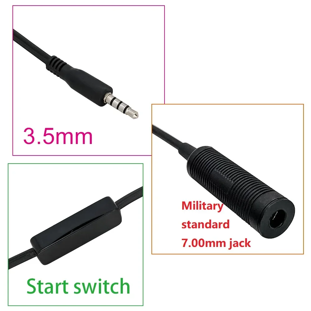 Adaptador PTT táctico para auriculares con jack de audio militar - imagen 4