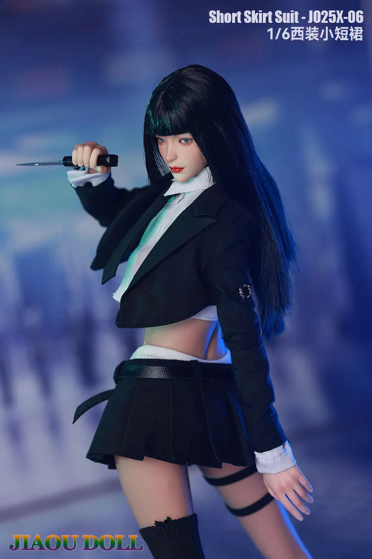 متوفر في المخزون 1/6 مقياس أنثى بدلة سوداء تنورة الملابس مجموعة نموذج صالح 12 '' JOQ-21D الجندي الآسيوي عمل الشكل دمى الجسم #2