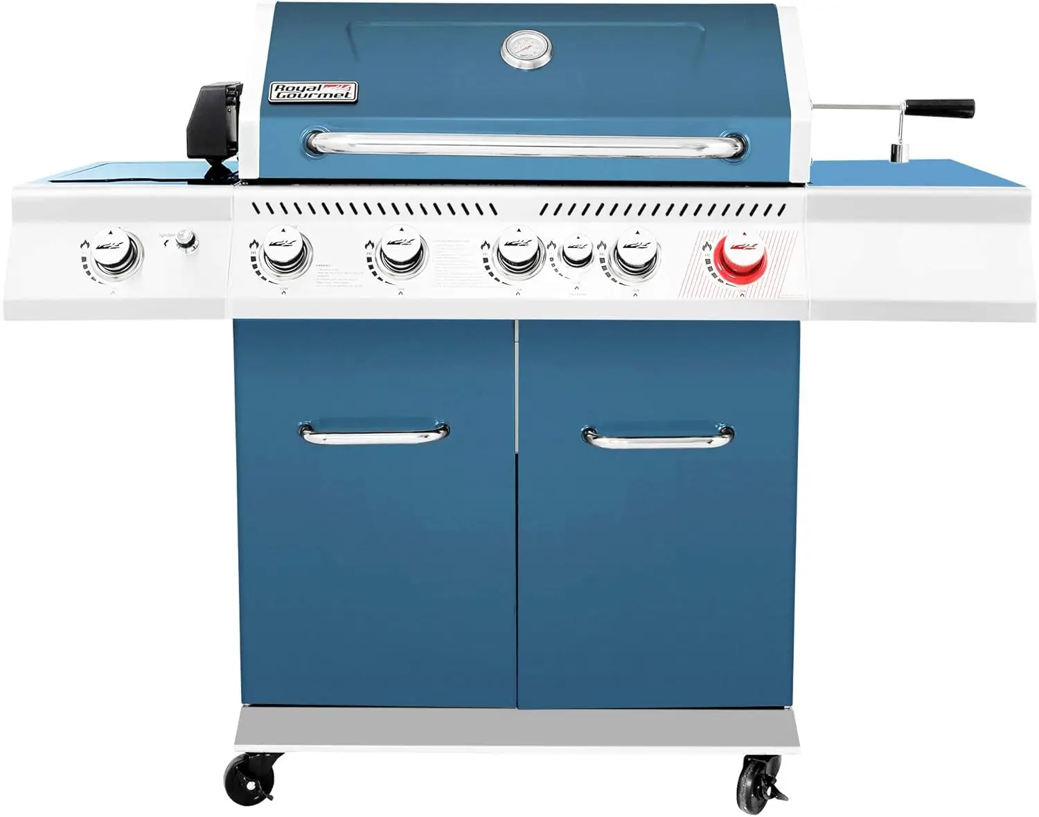 

Royal Gourmet GA5403B 5-Burner BBQ Cabinet Style Propane Gas Grill with Rotisserie Kit, Sear Burner, Rear Burner and Side Burner