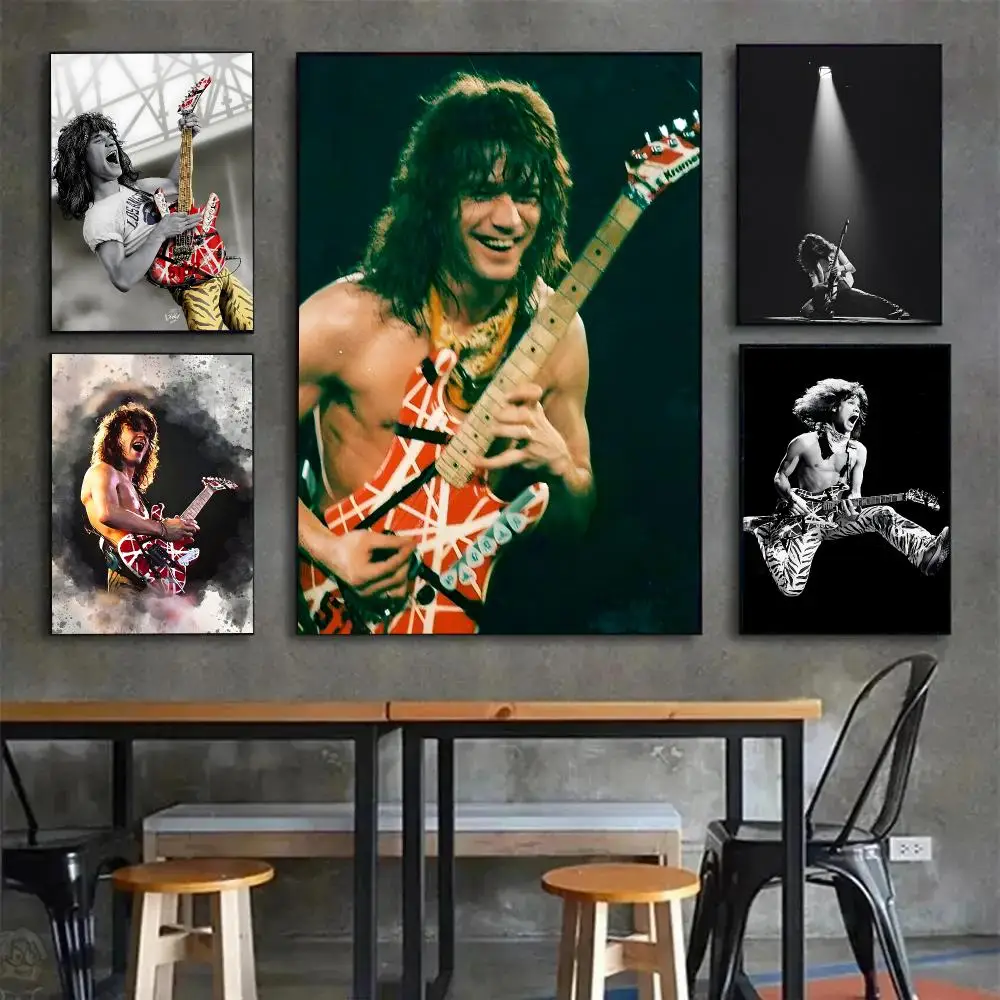 Musician Rock Eddie Van Halen Poster Painting Wall Art Mural for Living Room Home Decor and Gifts