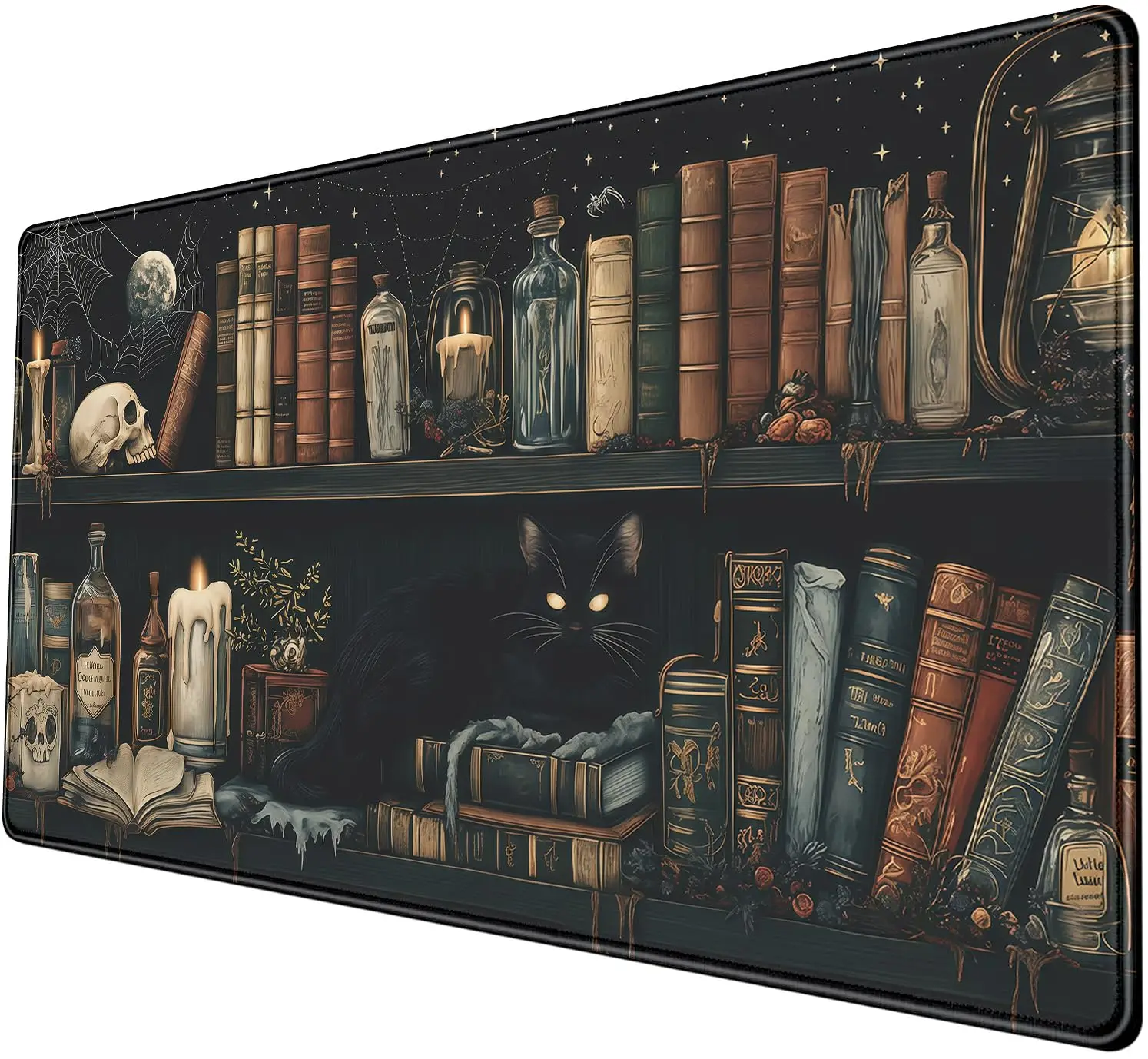 

Vintage Bookshelf Pattern Desk Pad,Vintage Black XXL Mouse Pad, Non-Slip Waterproof Gaming Mouse Pad, Suitable for Work and Play