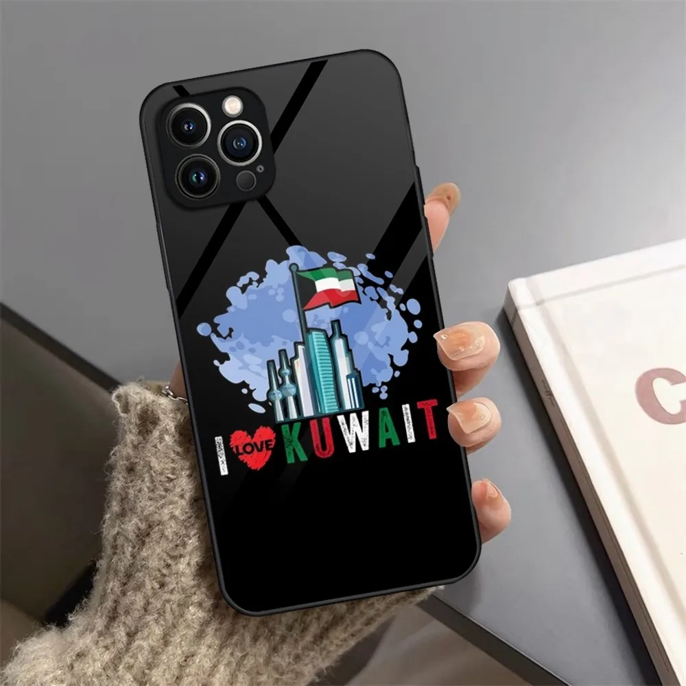 Kuwait Passport Flag Map Phone Case For iPhone 13 15 14 12 11 Pro XS Max Plus Mini X XR 8 7 6s SE2020 Tempered Glass Coque