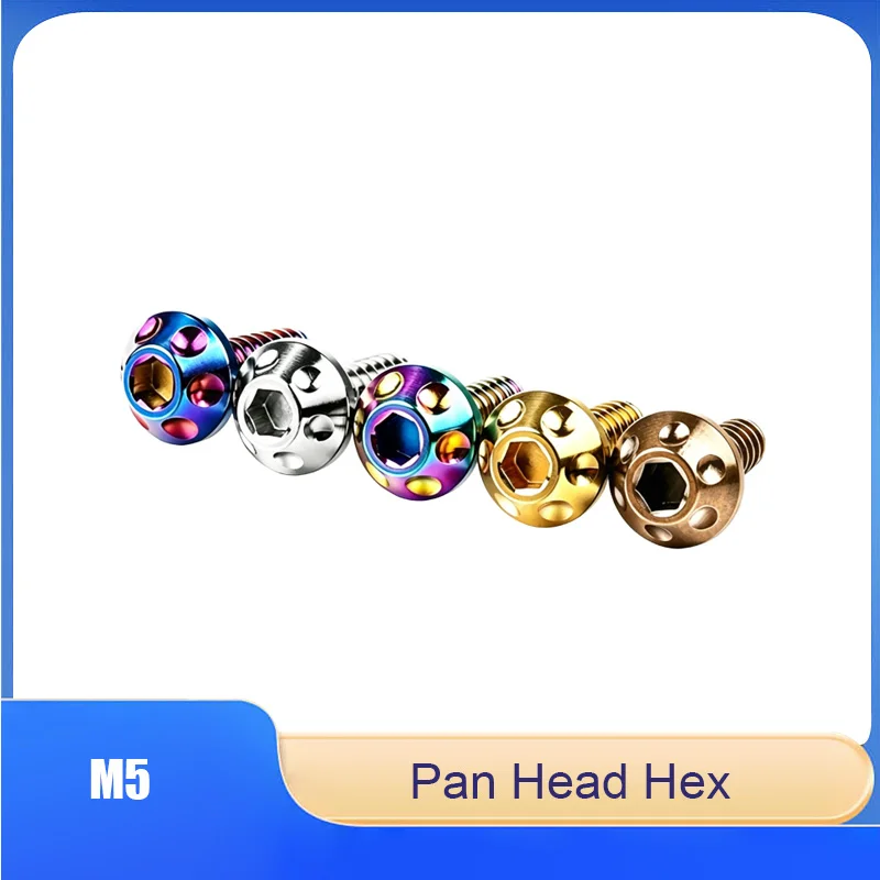 

3PCS Titanium Alloy Pan Head Hex Socket Screw Lightweight M5 High Strength Motorcycle Modification Fastener