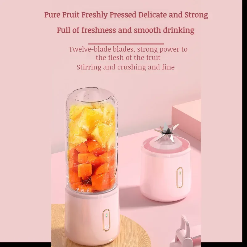 ขนาดเล็กแบบพกพาคั้นน้ําผลไม้มัลติฟังก์ชั่ชาร์จไร้สายไฟฟ้า Juice Extractor ถ้วยแบบพกพาเครื่องปั่นผสม Smoothie Citrus