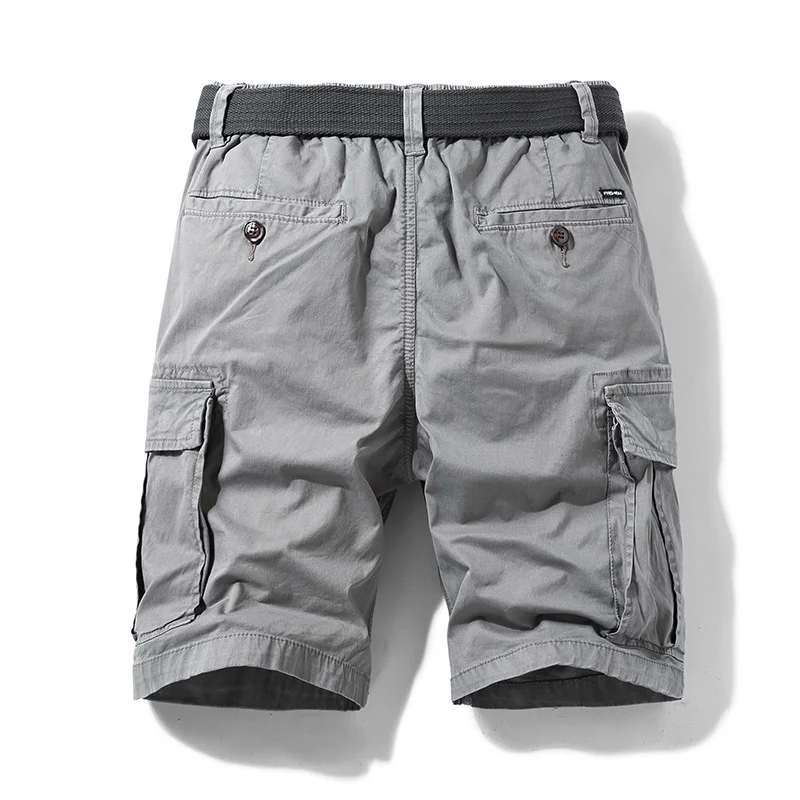 Men 2024 Summer New Cotton Cargo Shorts Men Fashion Khaki Multi-Pocket Casual Short Pants Loose Tactical Military Shorts Men