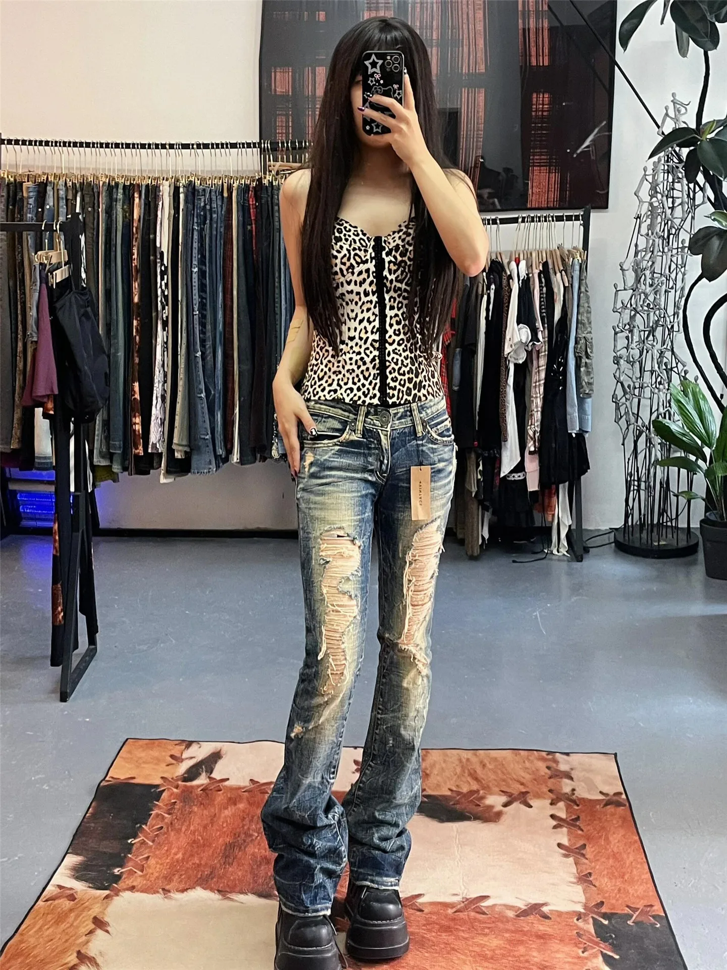 

Extended Low Waist Bell Bottom Denim Jeans Women's High Rise Slim Fit Casual Cotton Stretch Summer Fashion Street Style