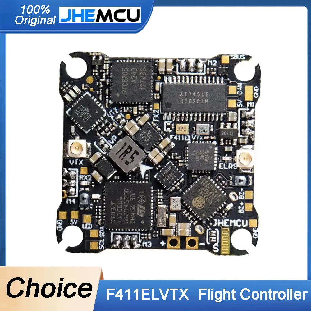 

JHEMCU F411ELVTX F411 AIO Flight Controller - 12A 4in1 ESC, 5.8G 400mW VTX, ELRS 2.4G RX, 25.5x25.5mm, 1-2S for FPV Drones