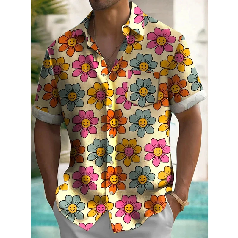 Hawaii Shirts Flower 3d Print Mens Short Sleeve Camisa Holiday Party Tops Oversized Shirt For Womens Clothing Harajuku Blouse