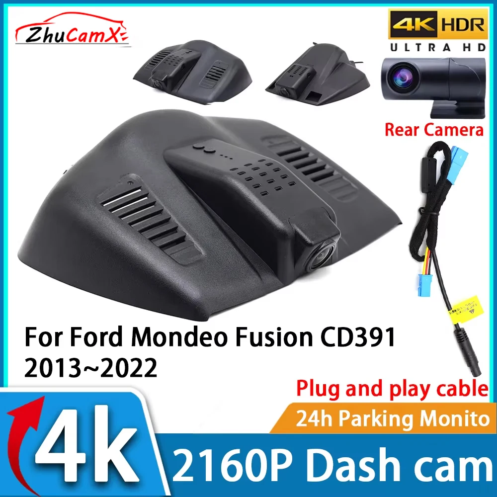 ZhuCamX Car Video Recorder Night Vision UHD 4K 2160P DVR Dash Cam for Ford Mondeo Fusion CD391 2013~2022