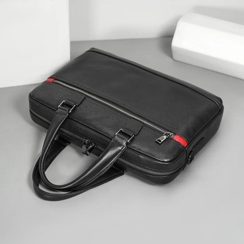 Genuine Messenger Luxury Men Leather Laptop Bag New Briefcase Business Cowhide Handbag Men's Horizontal Computer Brief Case