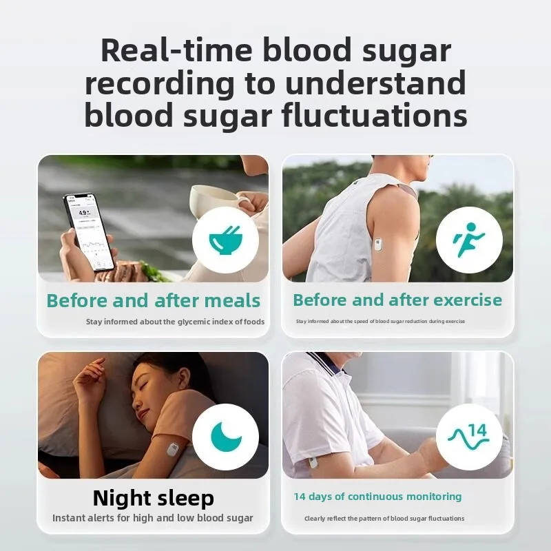 No Finger‑Prick Glucose Monitoring Sensor  Wearable 24/7 Real‑Time Blood Sugar Detector for Home Diabetes Use