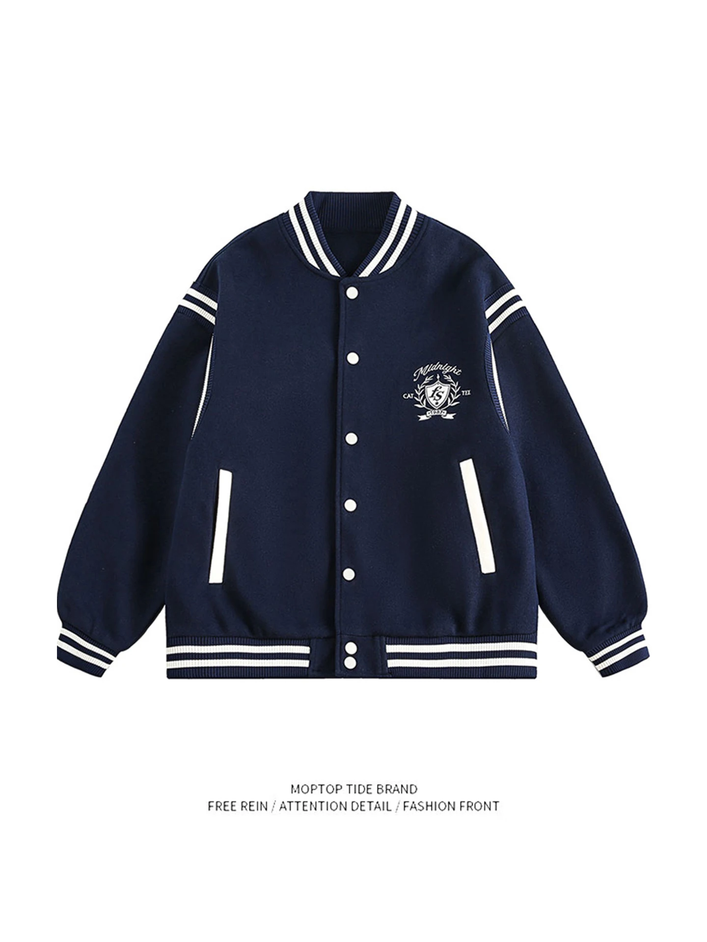 

Mr. WH American Retro College Sle Campus Пара Бейсбол Джет Мужская спортивная вышивка Универсальное длинное пальто из полиэстера Све