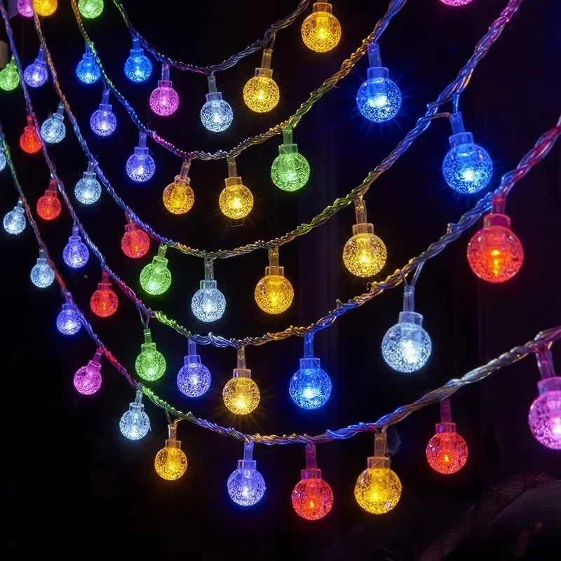 Imagem -06 - Crystal Ball Led Light para o Exterior Jardim Camping Fairy String Lights Impermeável Guirlanda Natal Ramadan Decorações 3m