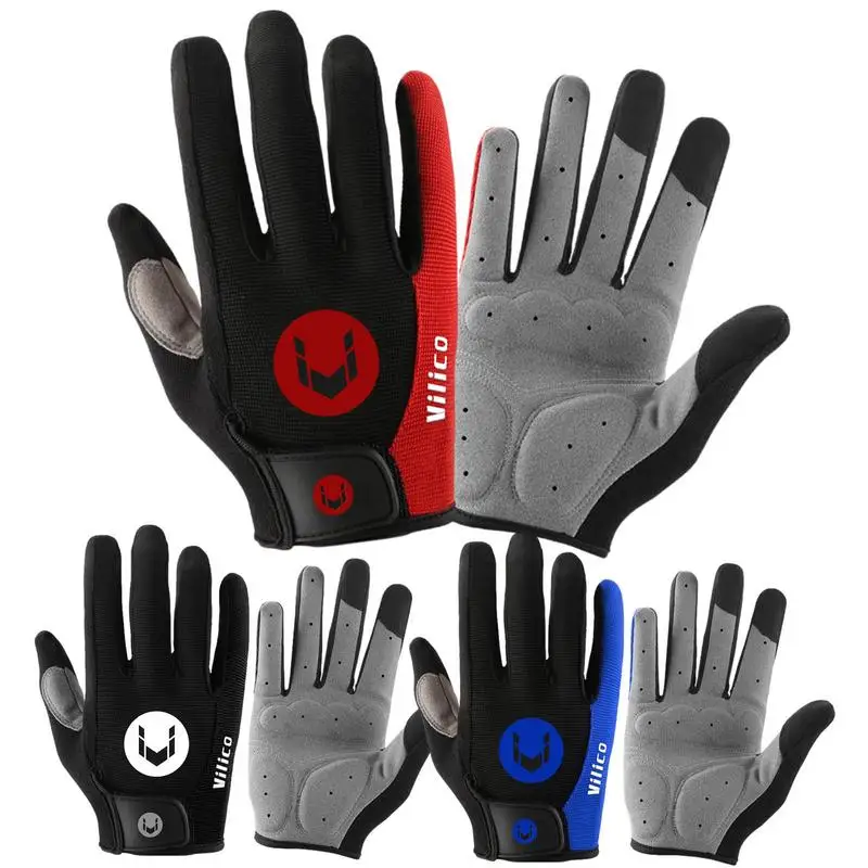 Outdoor Cycling Gloves Anti-slip Full Finger Gloves MTB Bike Breathable Anti-shock Sports Warm Gloves Pad For Outdoor Activities