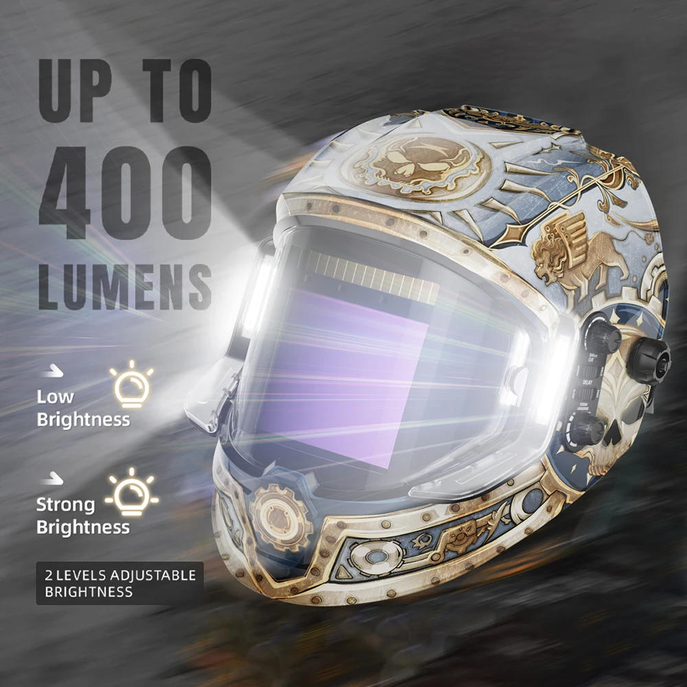 ANDELI Auto Darkening Welding Mask 3.94"X3.74" Ture Color 4 Arc Sensor Welding Helmet with Light for MMA MIG Arc Welding Machine