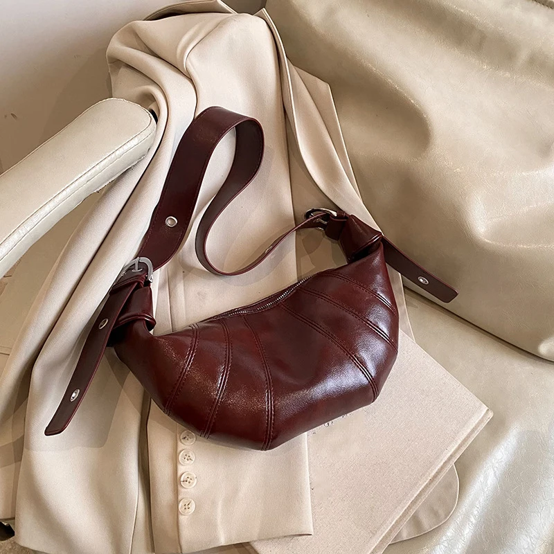 حقائب كتف الهلال للنساء شتاء جديد حقيبة كروسبودي لينة بولي Leather جلد سعة كبيرة للمتسوقين حمل حقيبة المتشرد الإناث