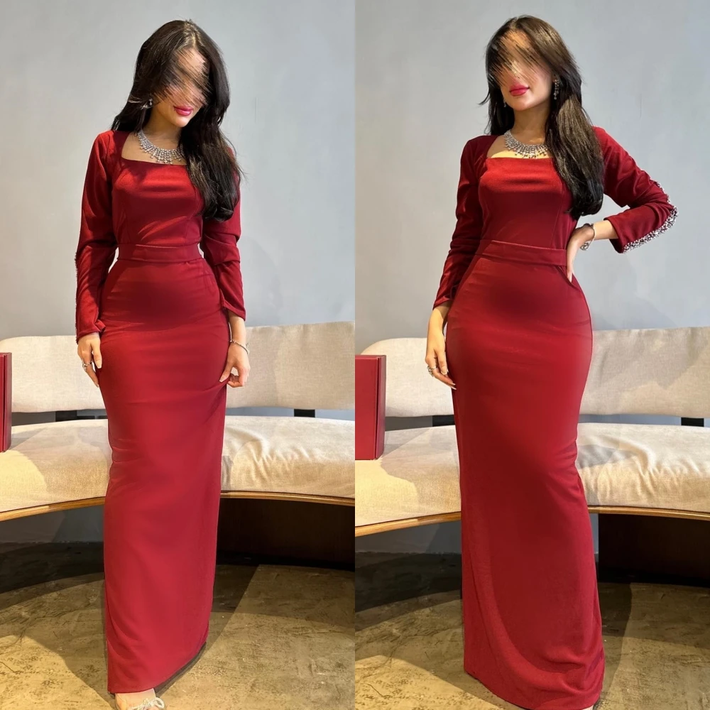 Fashion Exquisite Square Sheath Celebrity Dresses Beading Paillette / Sequins Anke length Charmeuse Evening 프롬드레스