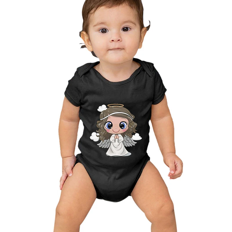 

Cute Angel Princess Graphics Baby Bodysuits Cotton Short Sleeve Girls Fashion Outfits Cartoon Short Sleeve Rompers Baby Clothes